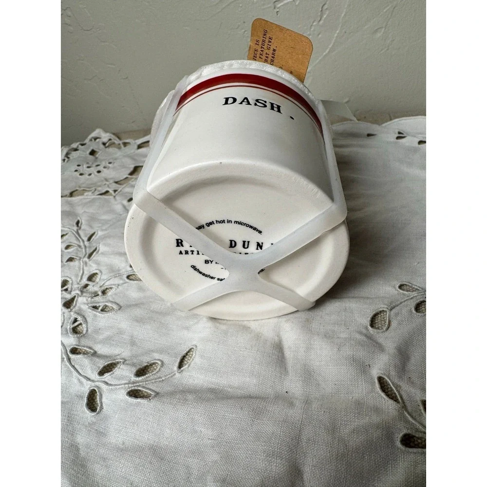 Rae Dunn DASH small canister w/ wooden spoon red pinstripe sugar salt